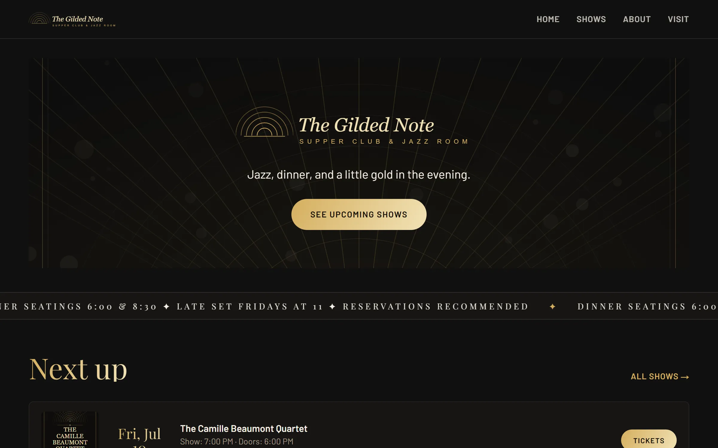 The Gilded Note demo site — Velvet theme